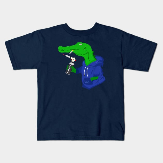 Cool thug crocodile smoking Kids T-Shirt by Marzuqi che rose